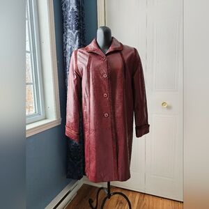 Vintage Burgundy Leather Coat